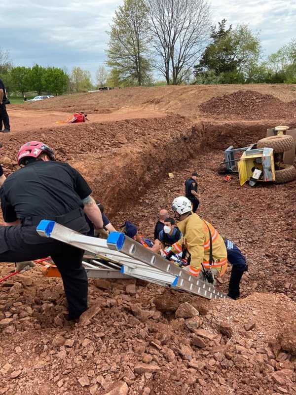 PHOTOS: Man Airlifted In Hunterdon County Construction Site Accident Involving Soil Compactor