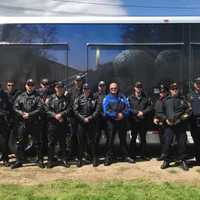 <p>Westport officers join others from across the state to accompany the Wall That Heals from Sherwood Island State Park to Seaside Park in Bridgeport.</p>