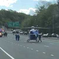 <p>Southbound Route 287 was closed so the chopper could touch down.</p>