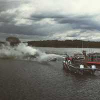 <p>Stratford first-responders help extinguish a boat fire on Tuesday on the Housatonic River.</p>