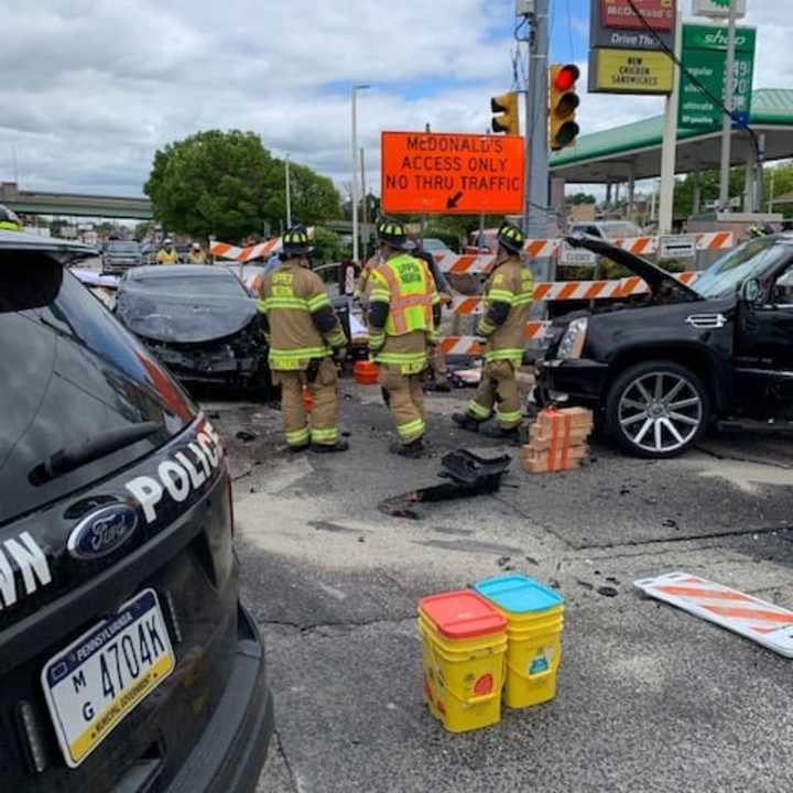 One driver was extricated from their car following a multi-vehicle crash at a Norristown intersection Monday afternoon.