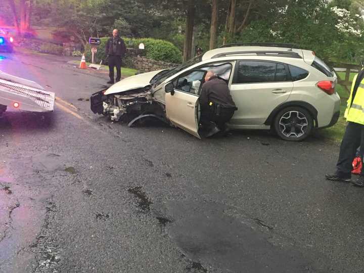 A single car crashed on Godfrey Road on Monday Morning.