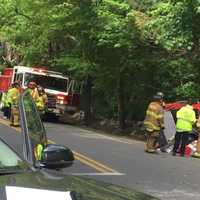 <p>Two people were injured in a two-car crash on Lyons Plains Road in Weston on Saturday.</p>