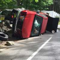 <p>Two people were injured in a two-car crash on Lyons Plains Road in Weston on Saturday.</p>