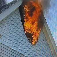 <p>Flames shot from the attic on Lafayette Avenue in Wyckoff.</p>