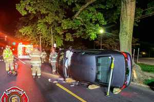 Driver Freed From Overturned Car In West Chester