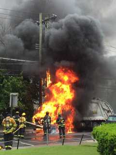 Garbage Truck Fire Breaks Out In White Plains