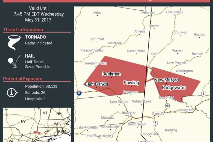 Tornado Warning Issued For Part Of Dutchess
