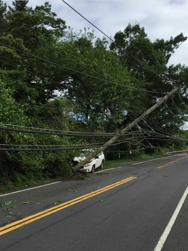 Car Crash Brings Down Pole, Wires, Causing Hours-Long Route 9A Closure