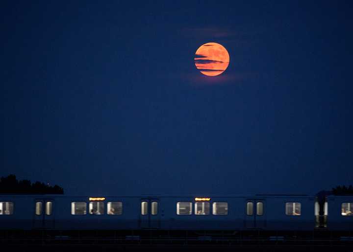 A Strawberry Moon in Washington, D.C. on July 16, 2019.