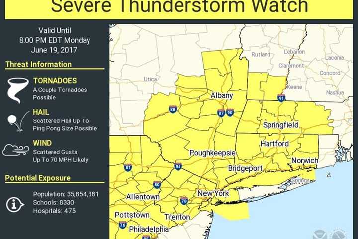 Severe Thunderstorm Watch Now In Effect For Hudson Valley