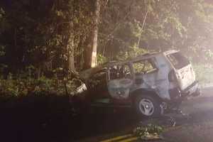Driver Seriously Injured When Fire Breaks Out After Ramapo Crash
