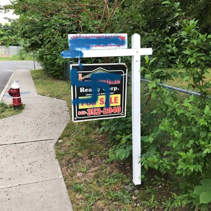 Anti-Semitic graffiti was found on a real estate sign in Nanuet over the weekend.