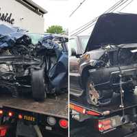 <p>Two of the vehicles in Saturday morning&#x27;s crash on the Garden State Parkway in Clifton.</p>