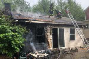 PHOTOS: Hunterdon County Fire Crews Battle Brush Blaze That Tore Through Adjacent Home