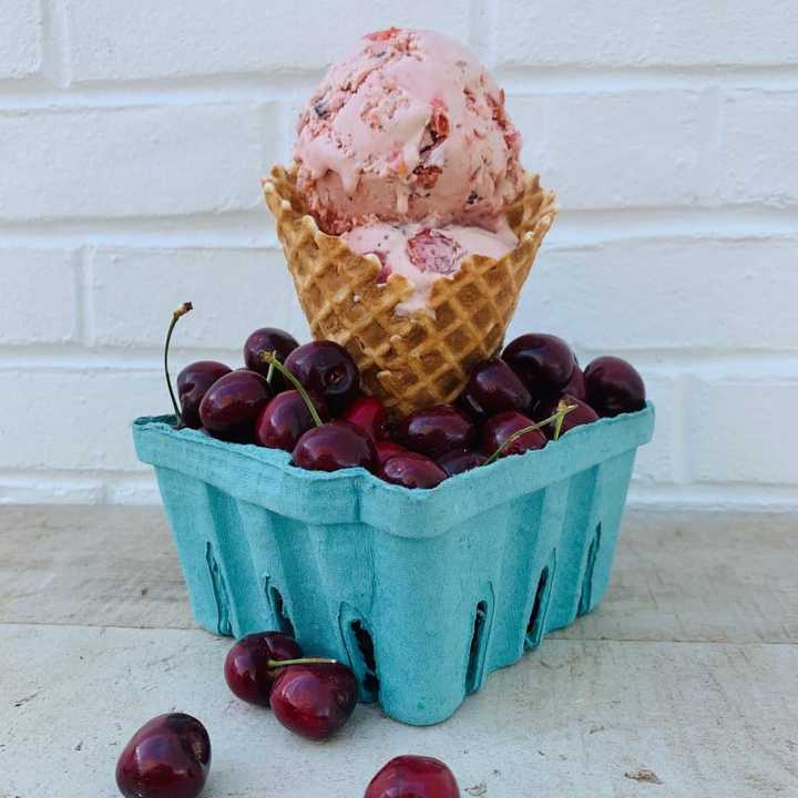 Yum, sour cherry chocolate chunk ice cream.