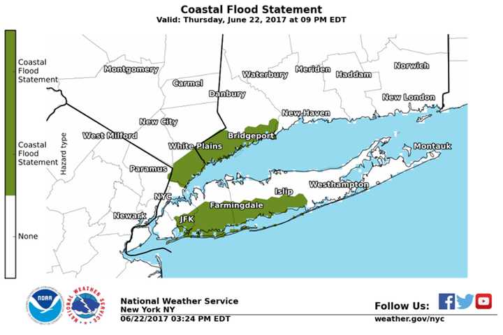 Coastal Flood Watch For Westchester With Heavy Rain On Way