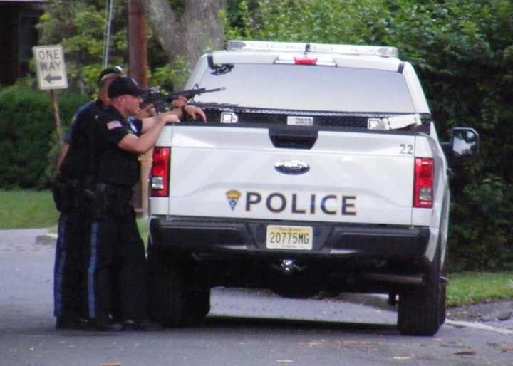 Police surrounded a Ridgewood home Saturday afternoon.