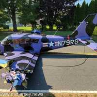 <p>A 47-year-old pilot sparked a several fires during an emergency landing Sunday in Robbinsville, police said.</p>