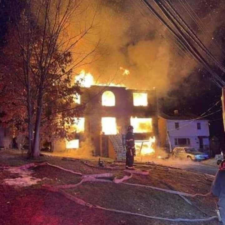 A large three-story home was destroyed by fire in Yonkers.