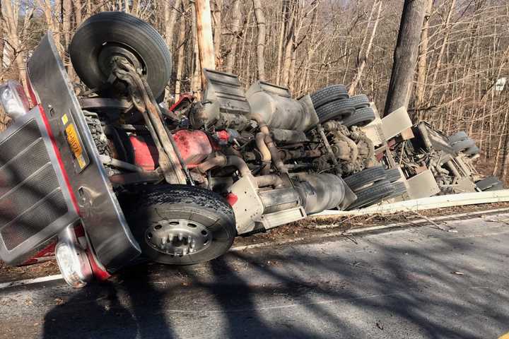 Tractor-Trailer With Thousands Of Gallons Of Fuel Overturns In Westchester