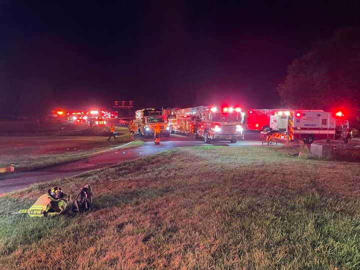 First responders at the scene of the fire in Frederick County.