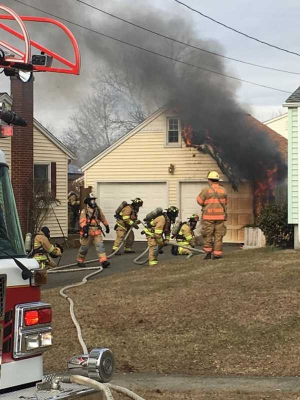 Garage Damaged By Fire In Milford