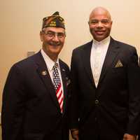 <p>Vito Pinto, former director, Westchester County Office of Veterans Affairs, keynote speaker Reverend (Major) Anthony S. Montague, US Army, Retired and Rev. Ervin R. Graves at the sixth annual Veterans Breakfast</p>