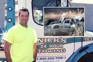 CLOSE CALL: Hero Tow Truck Driver Rescues Motorist From Burning Sedan On NJ Turnpike