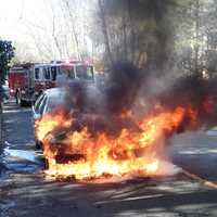 Photos: Two FD Engines Battle Car Fire In Westport