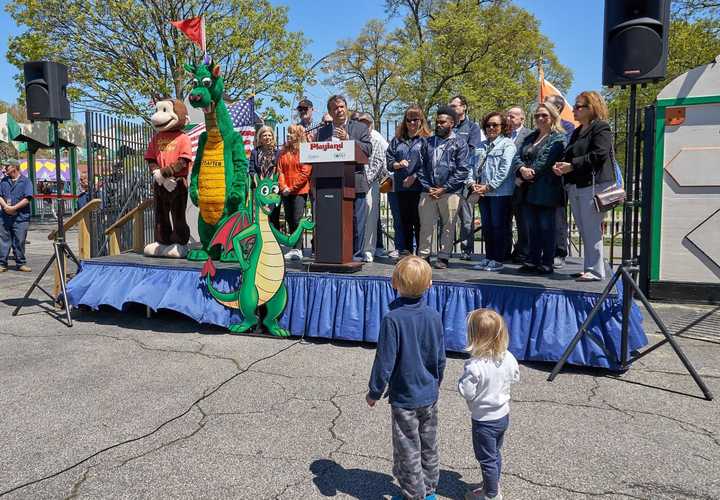 George Latimer at the 2019 opening of Rye Playland.