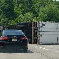 Tractor-Trailer Rollover At State Line Closes Route 287 Overpass