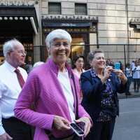 <p>Mariandale Sister Bette Ann Jaster and Sister Mary Headley, also from the Ossining convent, on their way to St. Patrick&#x27;s Cathedral</p>