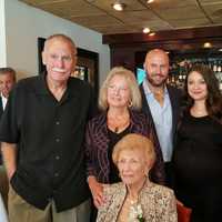 <p>Marge Santangelo LaBrusciano at her 100th birthday celebration in Larchmont on Sunday surrounded by family members, Bob and Eileen DeFazio, Robert and Marcella DeFazio, Gabrielle Bouchard and CarolAnn DellaCrosse. </p>