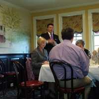 <p>Michael C. Corcoran Jr., who became the City of Rye&#x27;s police commissioner on Feb. 1, 2016, speaking to the Rye Rotary Club at Ruby&#x27;s restaurant.</p>