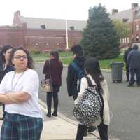 <p>Staff and students awaited the "all clear" signal Friday morning outside Port Chester High School, which was evacuated before 8 a.m. due to a suspected carbon monoxide leak.</p>