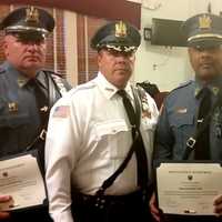 <p>Sgt. Geoffrey Cole, Police Chief Daniel Maye, Sgt. Craig Lynch, Detective Hector Liriano</p>