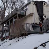 <p>A fire ripped through this home at 44 Fleetwood Drive in Danbury early Sunday.</p>