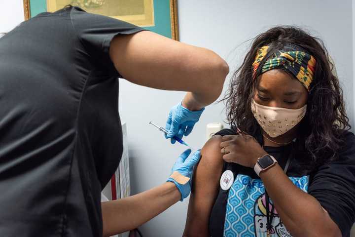 A subject getting the COVID-19 vaccine.