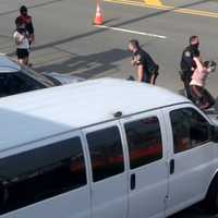 <p>Protestors being taken into custody outside Bergen County Jail.</p>