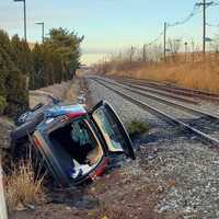 <p>The SUV rolled and landed 50 feet off Route 17 in Carlstadt.</p>