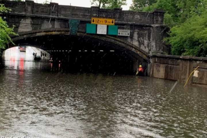 2 Rescued From Flooded Railroad Underpass In Reading