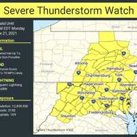 <p>A severe thunderstorm watch map of Pennsylvania.</p>