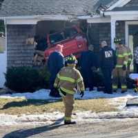 <p>A pickup truck was launched into a home after the driver suffered a medical event.</p>