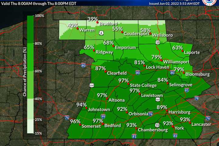 Storms Forecast To Bookend Weekend Of Sunshine In PA: NWS