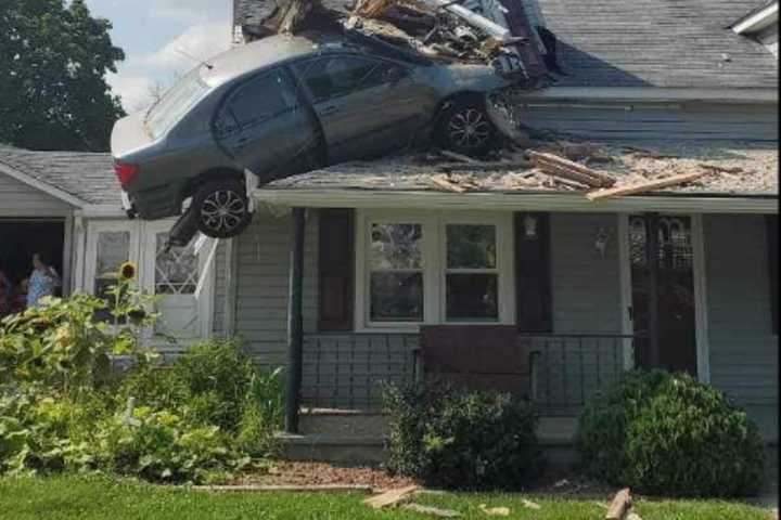 Car 'Intentionally' Flies Into 2nd Floor Of Home: PA Police (PHOTOS)