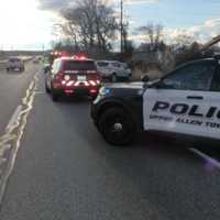 <p>An Upper Allen Township police vehicle on the scene of a crash.</p>