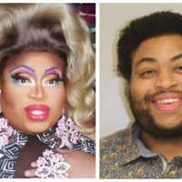 <p>Brice William in drag as Anastasia Diamond on the left and him on the sexual offender registry on the right.&nbsp;</p>
