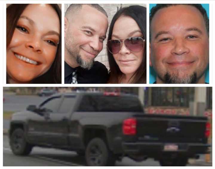 Jami A. Harrison and her husband Matthew Scott Harrison who is wanted in connection with her murder and the pick-up he is believed to have fled in, the Lancaster County District Attorney Heather Adams says.