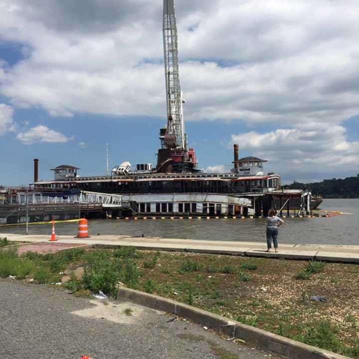 A crane looms over The Binghamton in Edgewater.